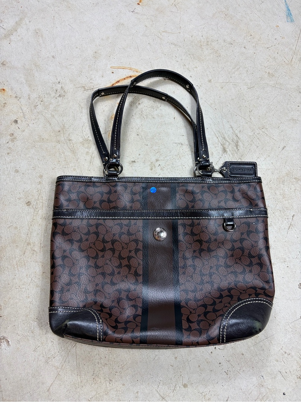 Coach Brown and Black Signature Tote